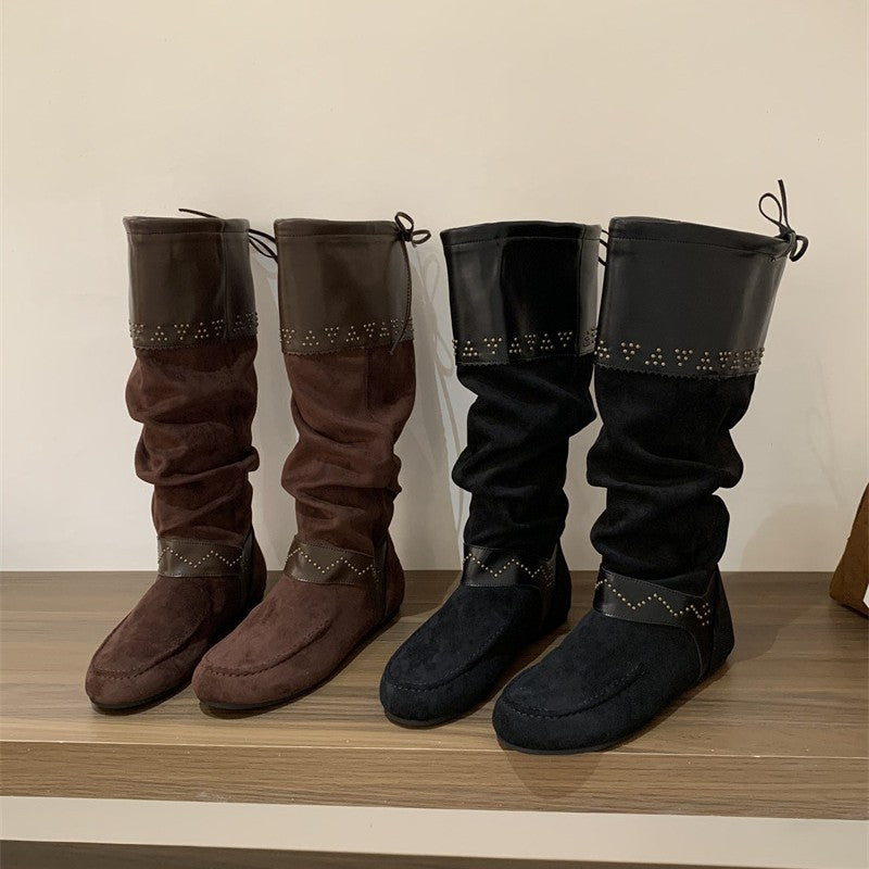 Women's Rivet Height Increasing Insole Western Cowboy Boots