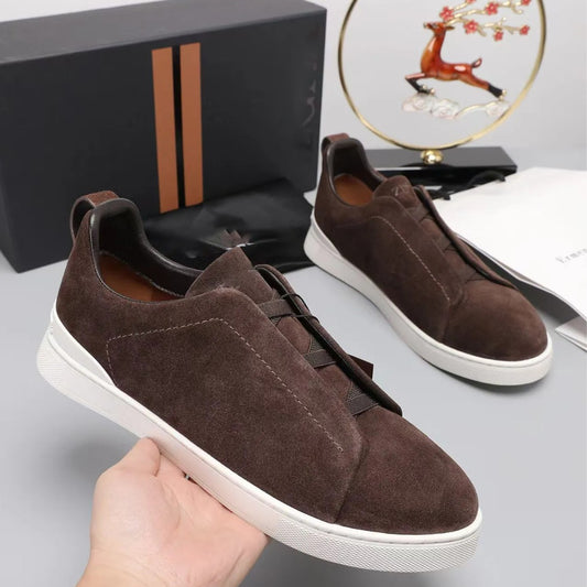 Women's & Men's Cover Flat Solid Color Suede High-cut Sneakers