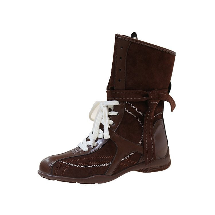 Women's Retro Hight Increasing Martin British Style Round Boots