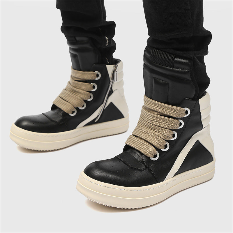 Men's Triangle Plaid Trendy Middle Platform Height Increasing Men's Casual Shoes