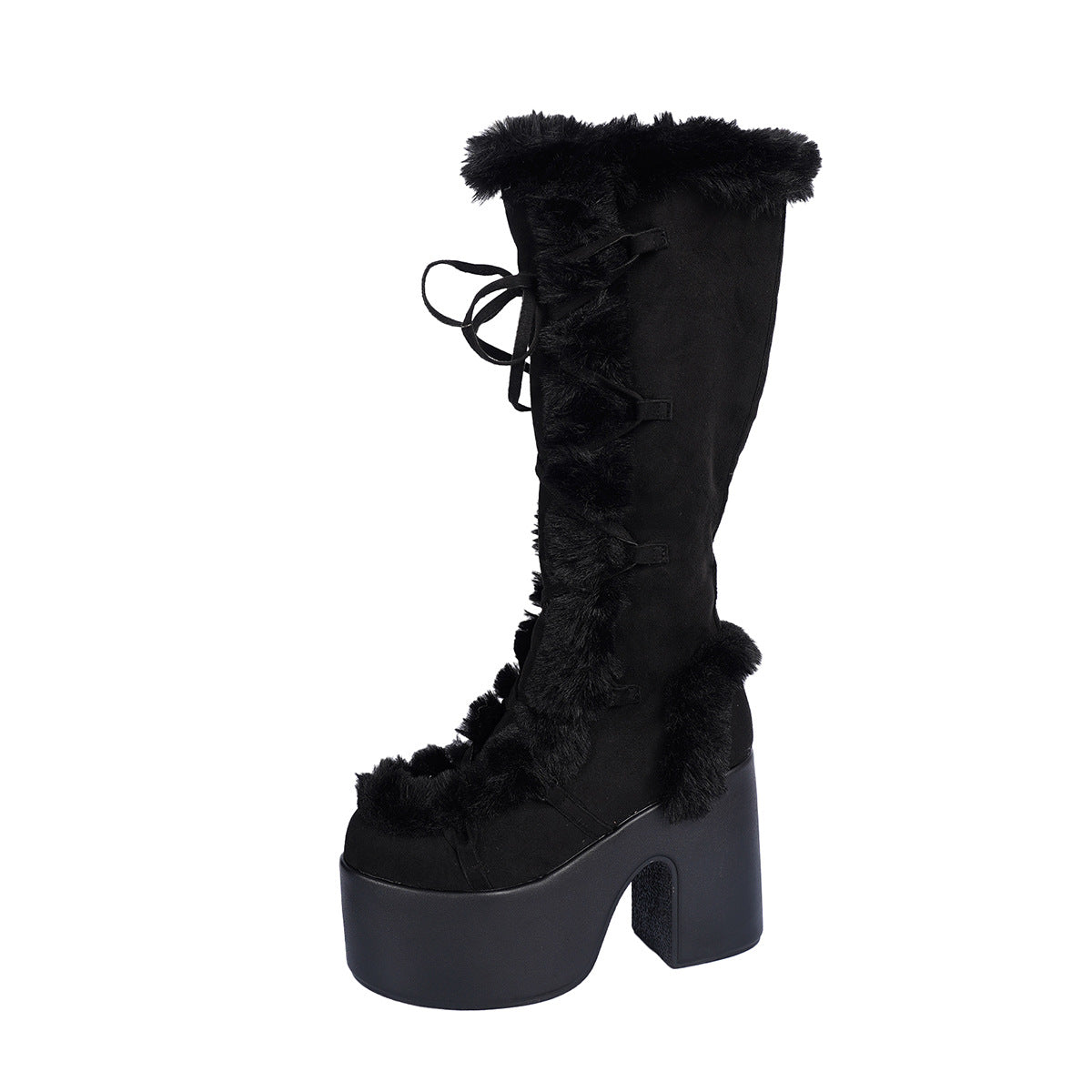 Women's Gothic Winter Waterproof Platform High Suede Plush Heels