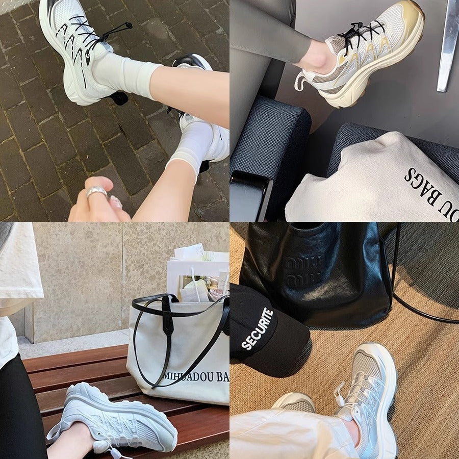 Women's Thick Bottom Sports Style Drawstring Lightweight Sneakers