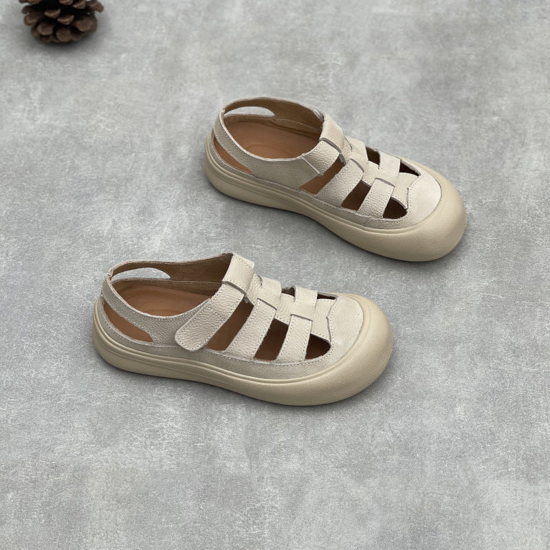 Women's Genuine Slip-on Closed Toe Summer Outer Wear Hollow Breathable Soft Sandals