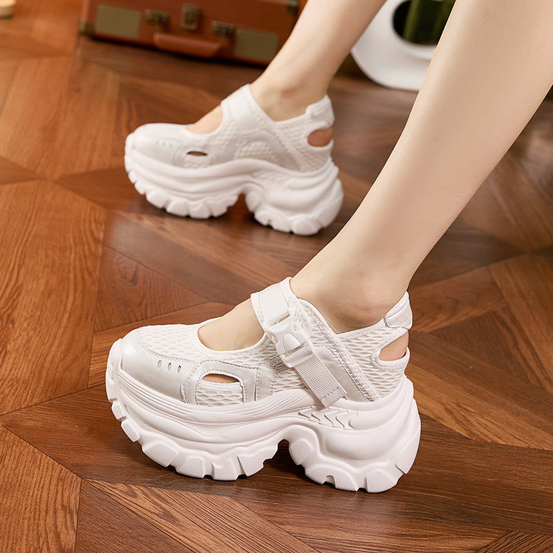Women's Platform Dad Hole Breathable Height Increasing Sneakers