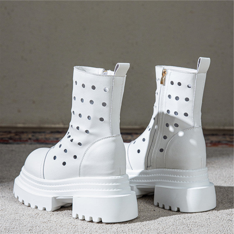 Women's Summer Hollow Hole Martin Thick Bottom Height Increasing Insole Platform Sandals