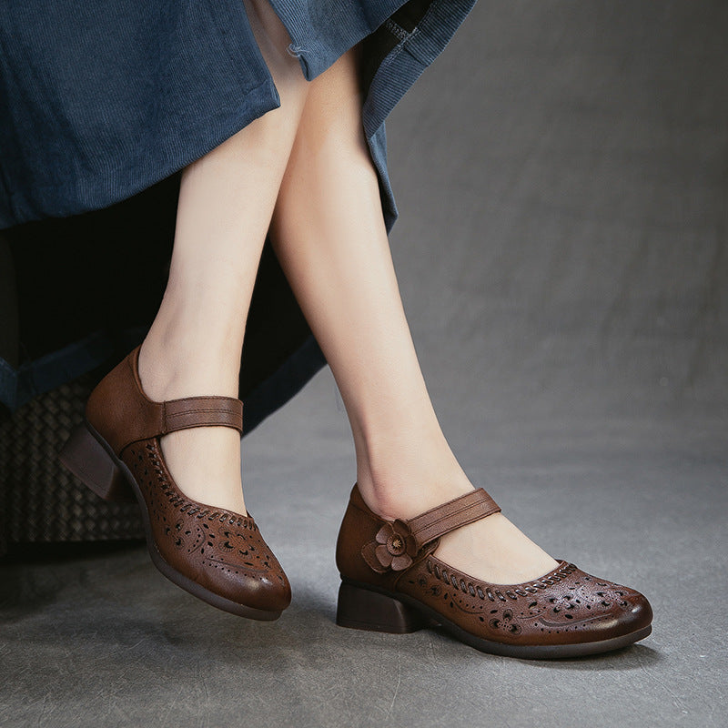 Women's Elegant Small Hollow Breathable First Layer Heels