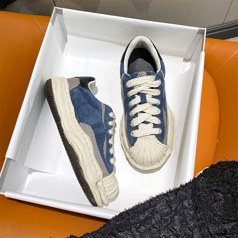 Women's Dissoed Shell Toe Round Board Thick Casual Shoes