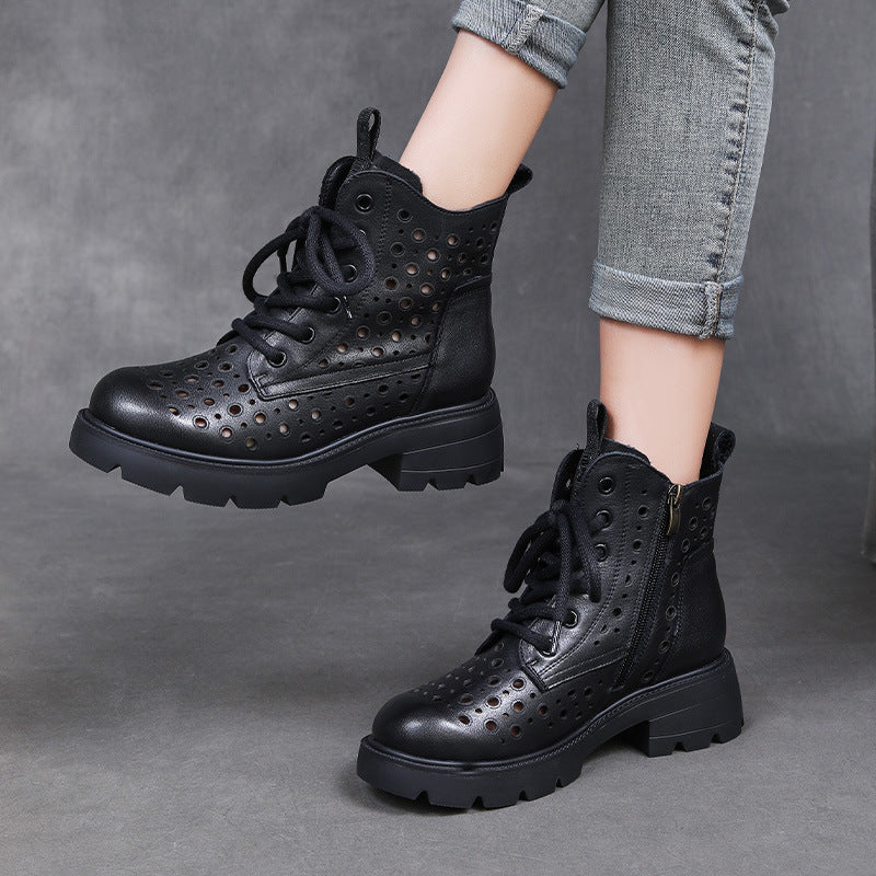 Women's Authentic Hollow Out Martin Thick Bottom Hole Summer Breathable Women's Shoes