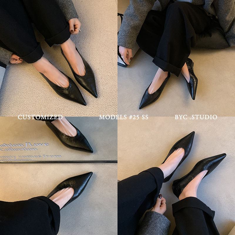 Women's Gold Shallow Mouth Pumps Low First Layer Men's Shoes