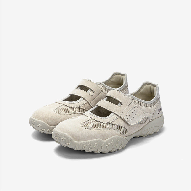 Women's Jeep Velcro Mary Jane Autumn Breathable Mesh Versatile Retro Women's Fashion Shoes