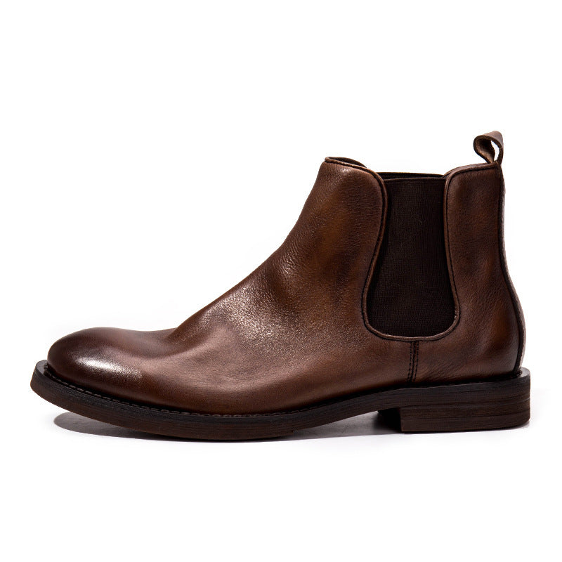Men's Chelsea Round Toe Brown Martin First Boots
