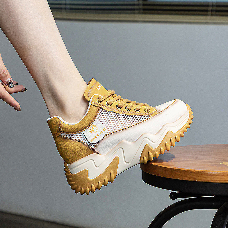 Women's Thick-soled High-rise White Authentic Lightweight Daddy Casual Shoes