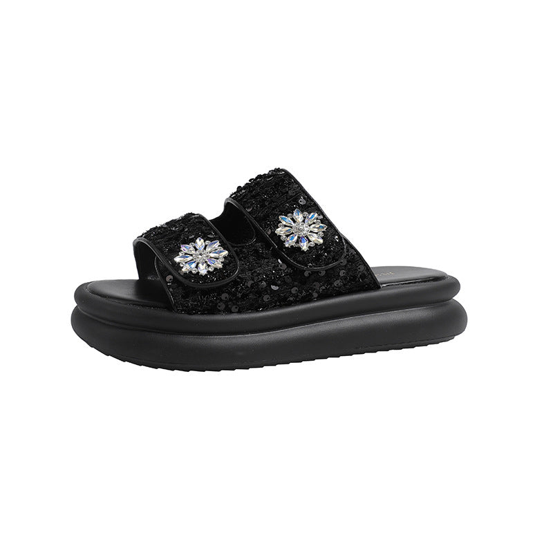 Fattened Plus Size Summer Small Velcro Snowflake Slippers