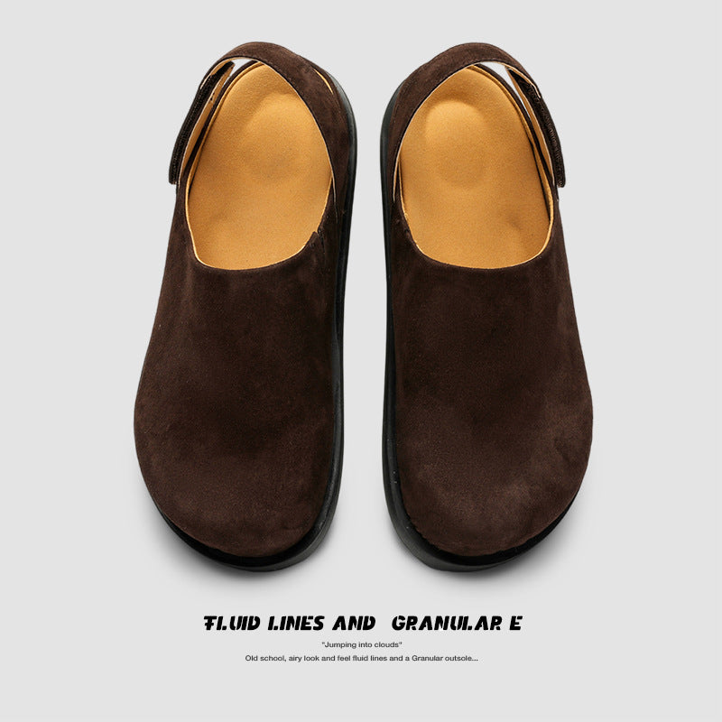 Women's Retro Closed Toe Half Two-way Slip-on Lofter Style Flat Slippers
