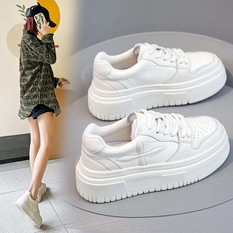 Women's Style Platform White Genuine Boost Wild Casual Shoes