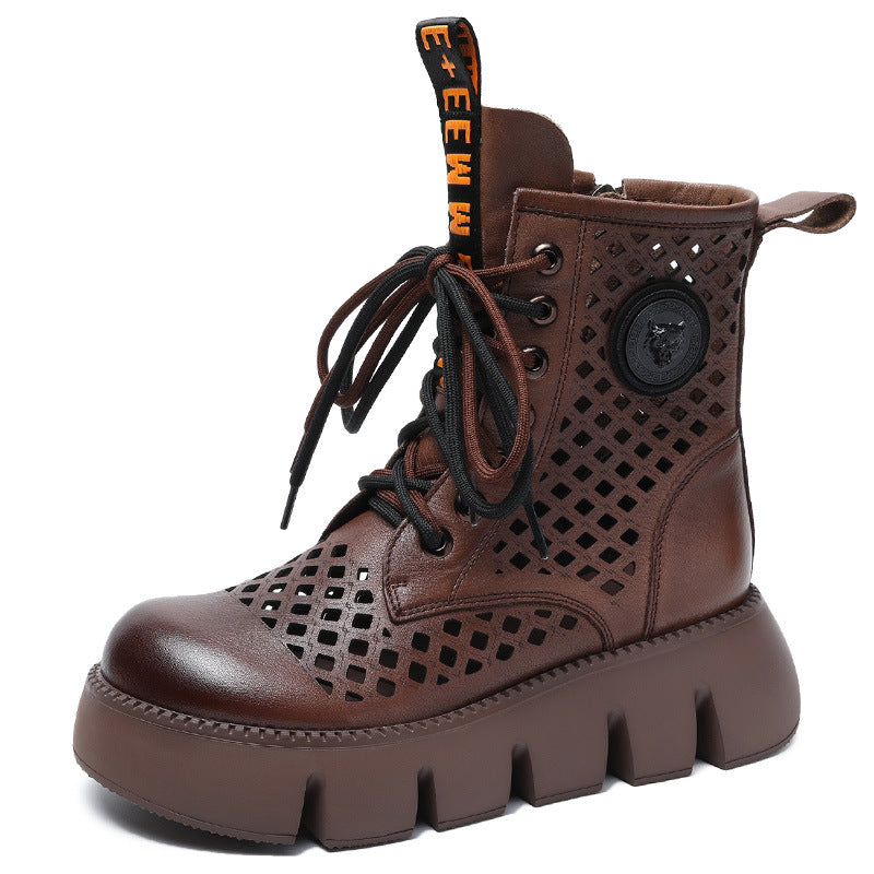 Women's Ankle Hollow Thin Martin Retro Round Sandals