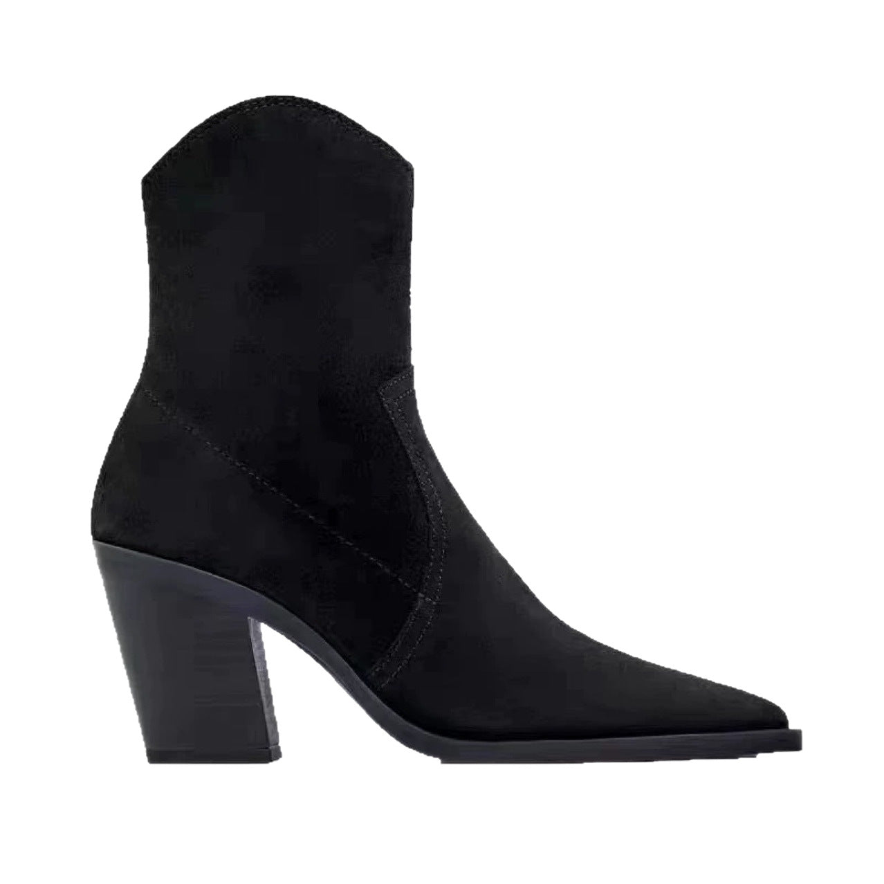 Women's Spanish Ankle Slim Fashion Brown Chunky Side Zip Retro Style Boots