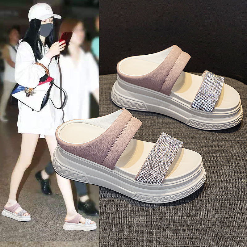 Women's One-line Rhinestone Simple Fashion Korean Style Sandals