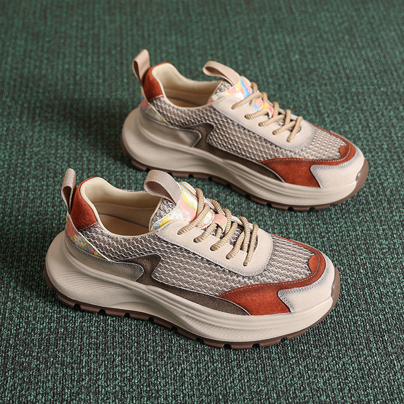 Women's Authentic Color Matching Mesh Surface Breathable Platform Casual Shoes