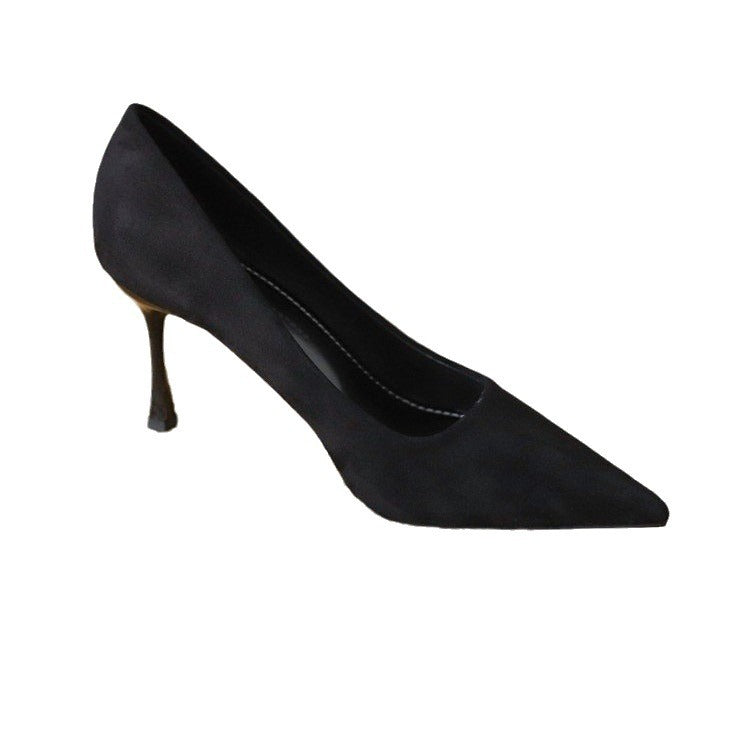 Women's Professional Black High Stiletto Soft Pointed French Women's Shoes