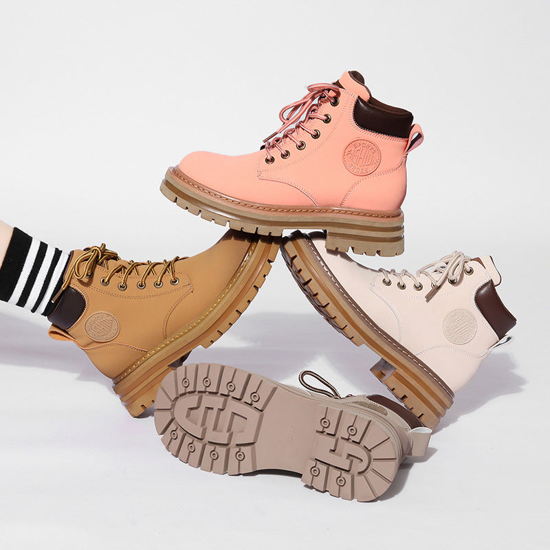Women's Platform Martin Fashion Big Head Booties Worker Boots