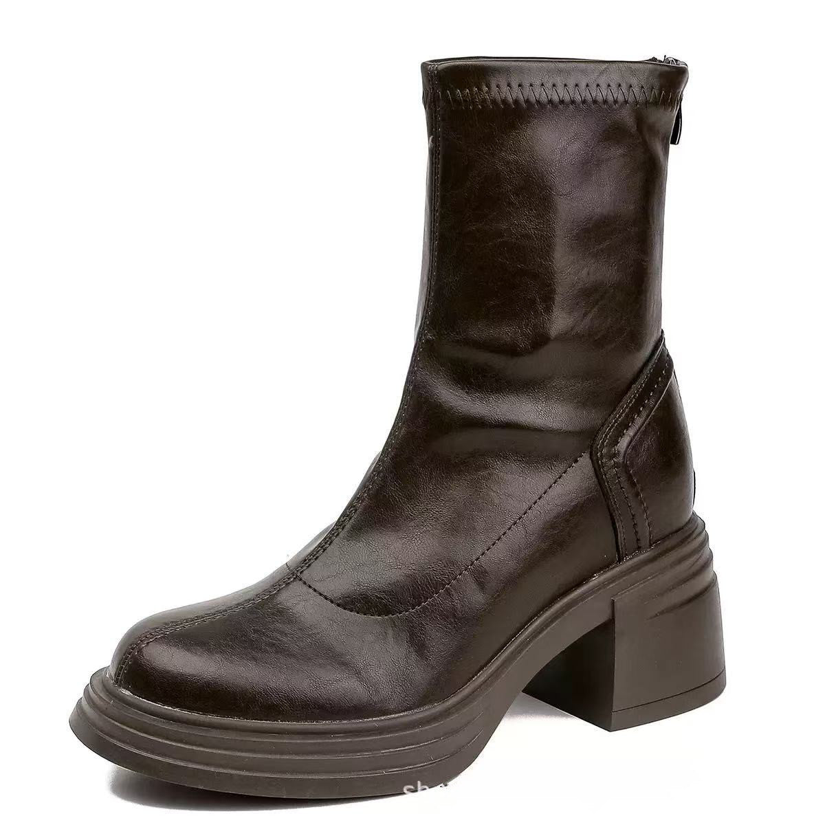Women's Version Brown Retro Thick Bottom Martin Simple Boots