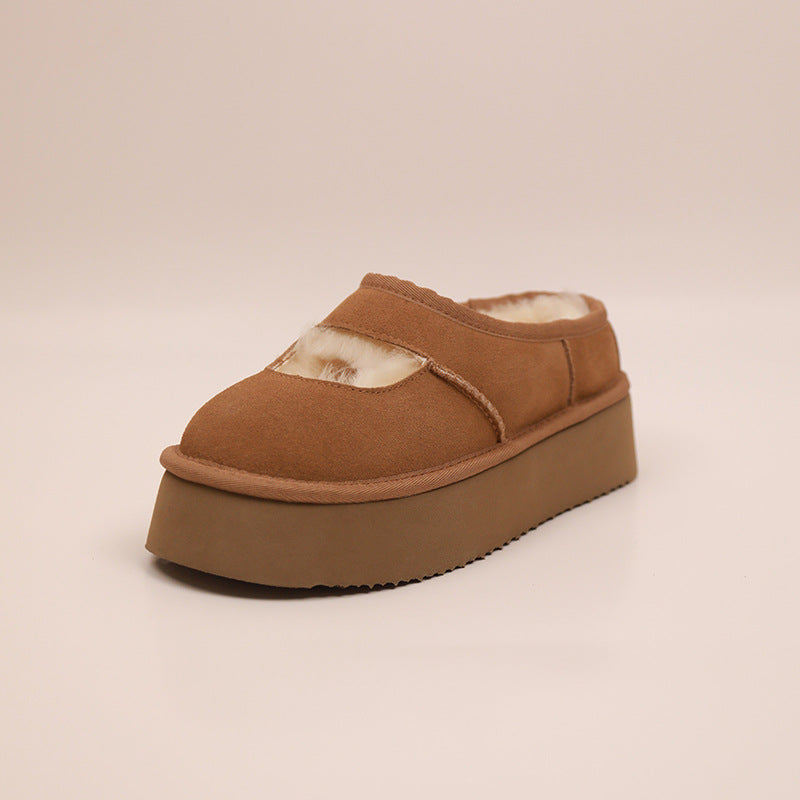 Thick-soled Mary Jane Toe Cap Semi Home Women's Snow Boots