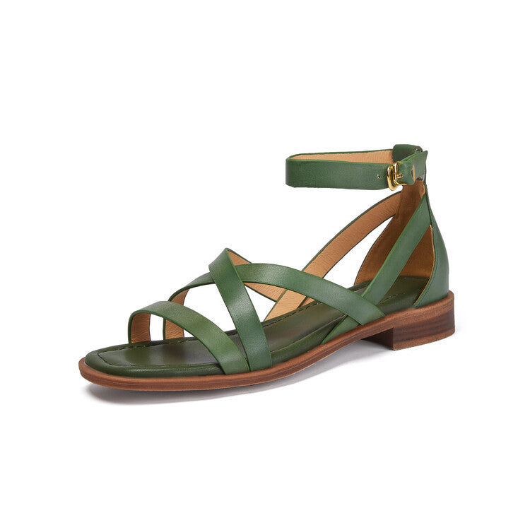Women's Style Low Open Toe Round Pumps Summer Commute Leisure Flat Sandals