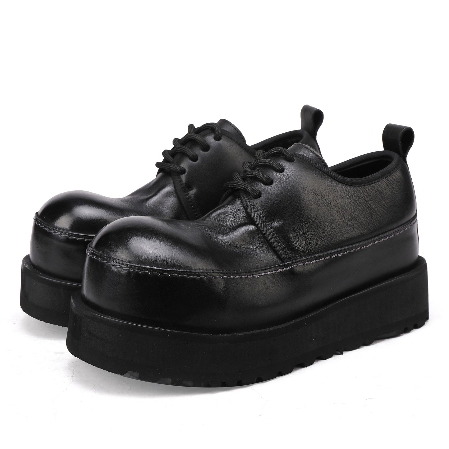 Women's Thick Bottom Derby Washed Cowhide Comfortable Women's Fashion Shoes