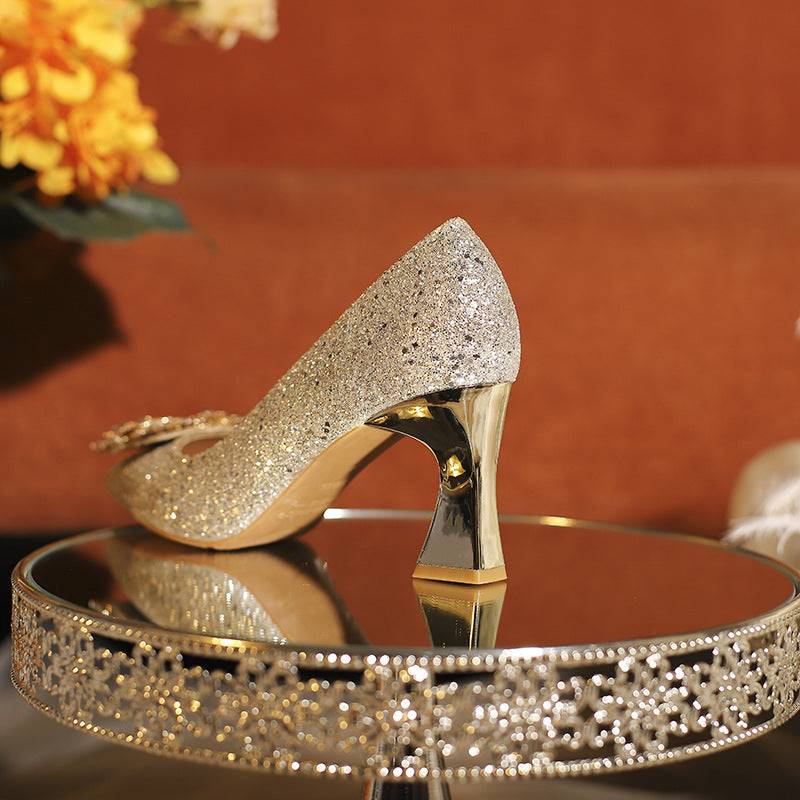 Main Wedding Small Size Chunky High Heels