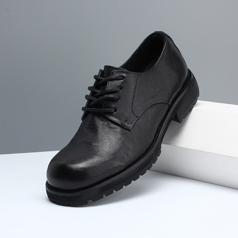 Men's Year Authentic Square Toe Derby Tooling Version Fashion Wooden Men's Business Leather Shoes