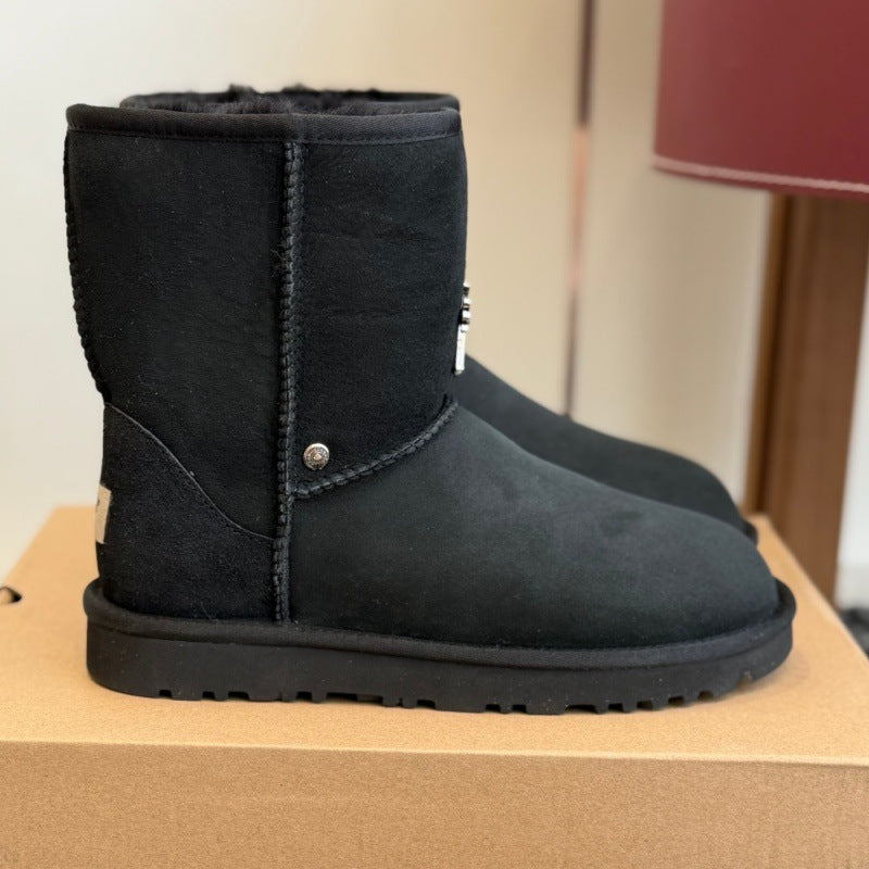 Women's & Men's Cross Fur Integrated Cotton Plus Veet Women's Snow Boots