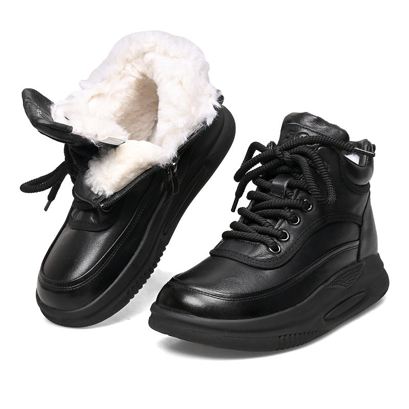 Women's Authentic Clunky Genuine Wool Platform Sports Snow Boots