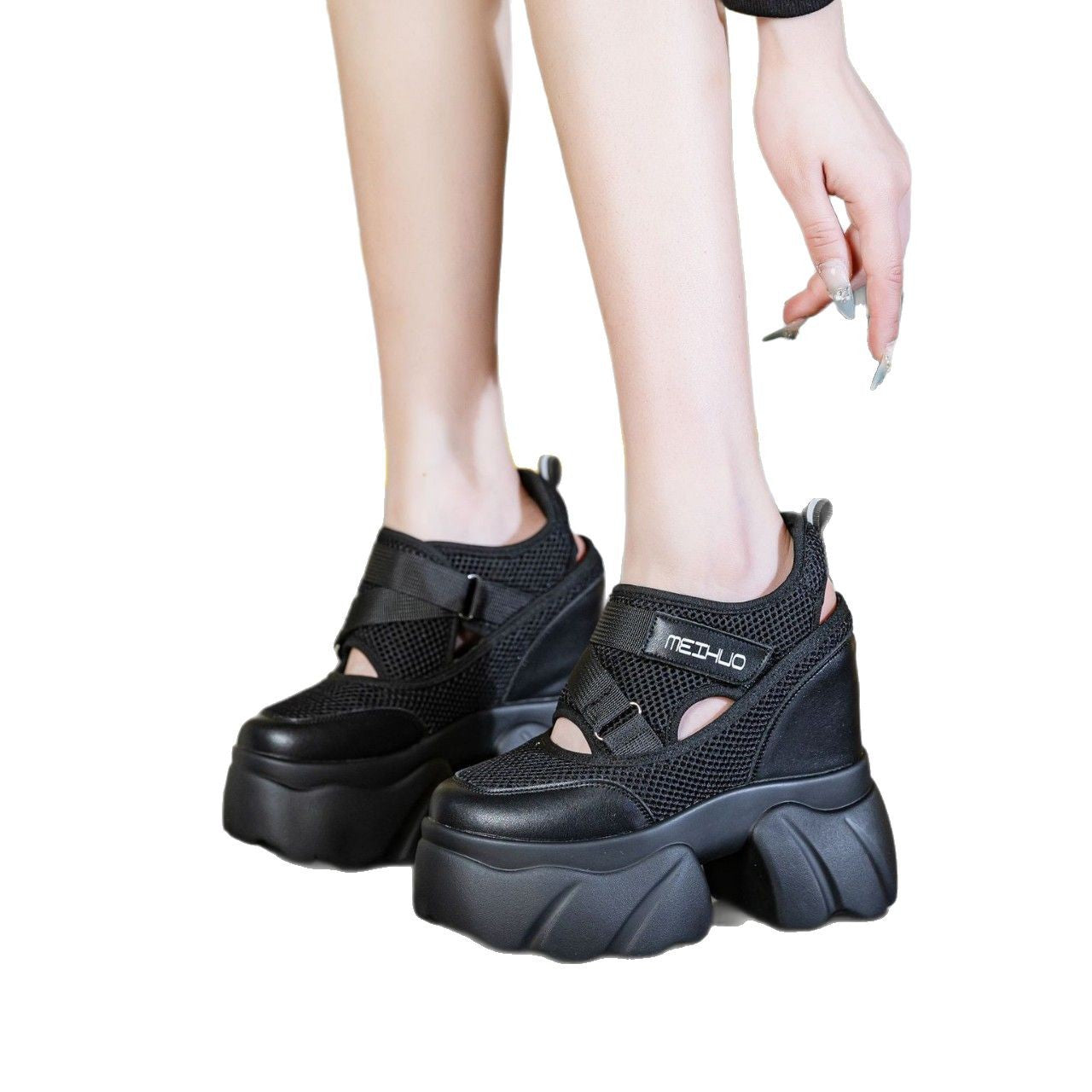 Women's Mesh Slimming Longer Leg Genuine Elevator Platform Korean Style Versatile Women's Casual Shoes
