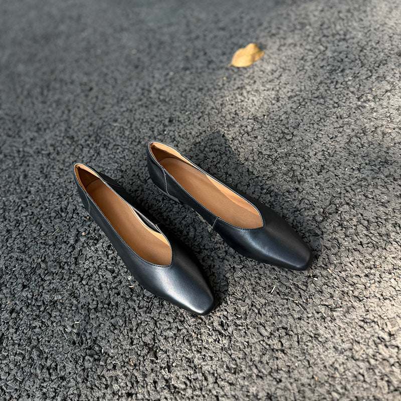 Women's Spring French Style Temperament Low Commuter Heels
