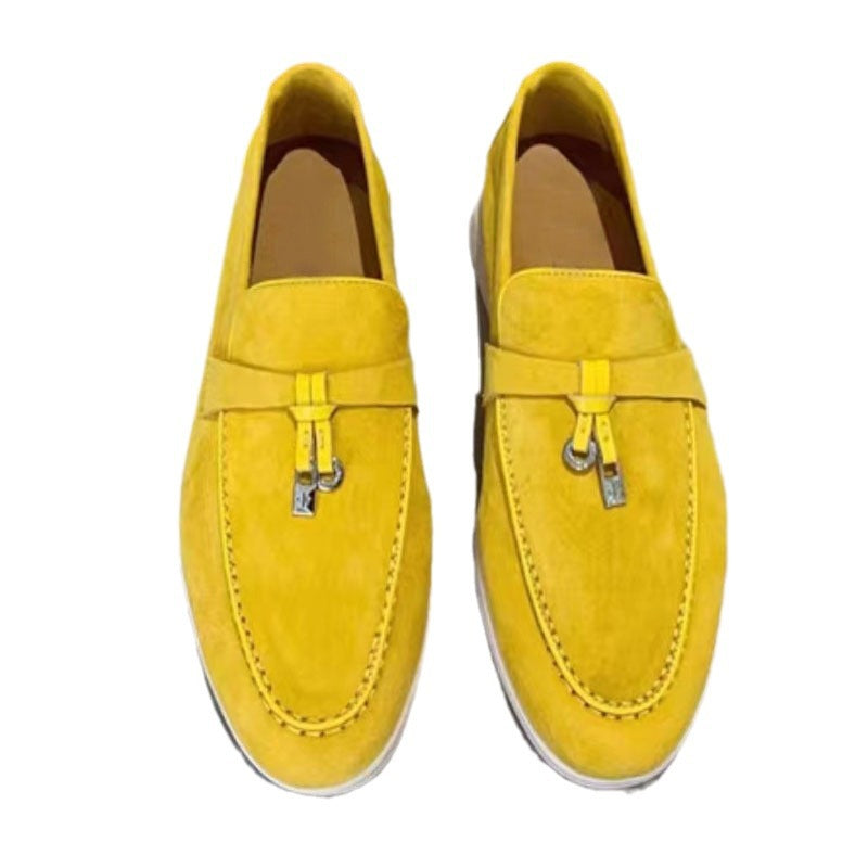 Women's & Men's Pendant Tassel Slip-on Flat Soft Bottom Suede Couple Loafers