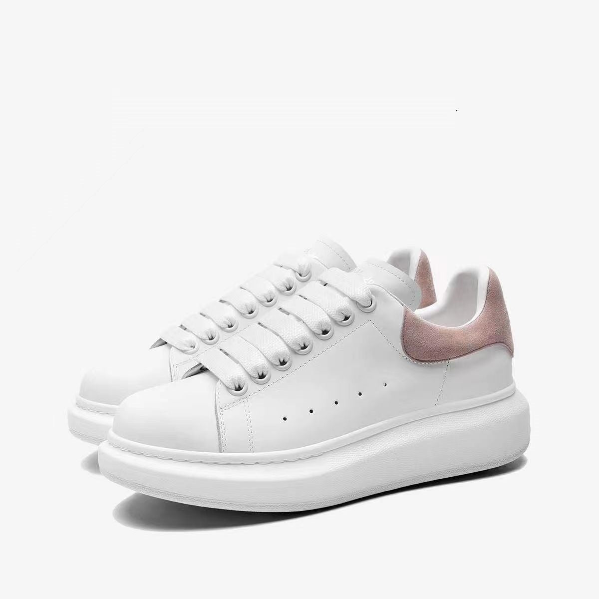 Women's White Platform Heightened Genuine Couple Sneakers