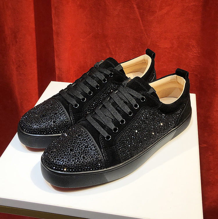 Men's Red Sole Board Sequined Rivet Trendy Versatile Women's Casual Shoes