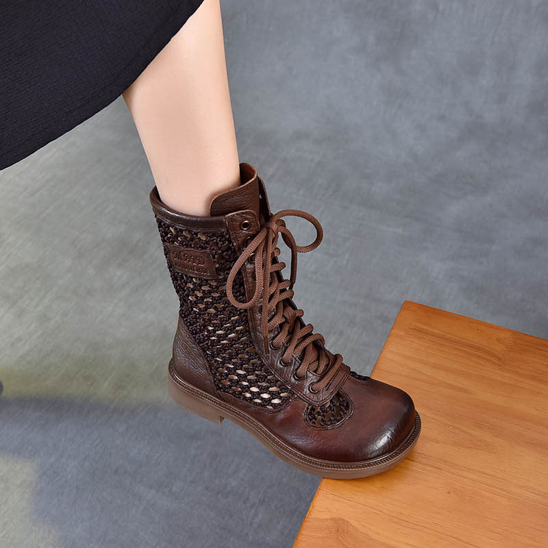 Layer Of Cowhide Patchwork Retro Length Breathable Knight Summer Flat Sandals