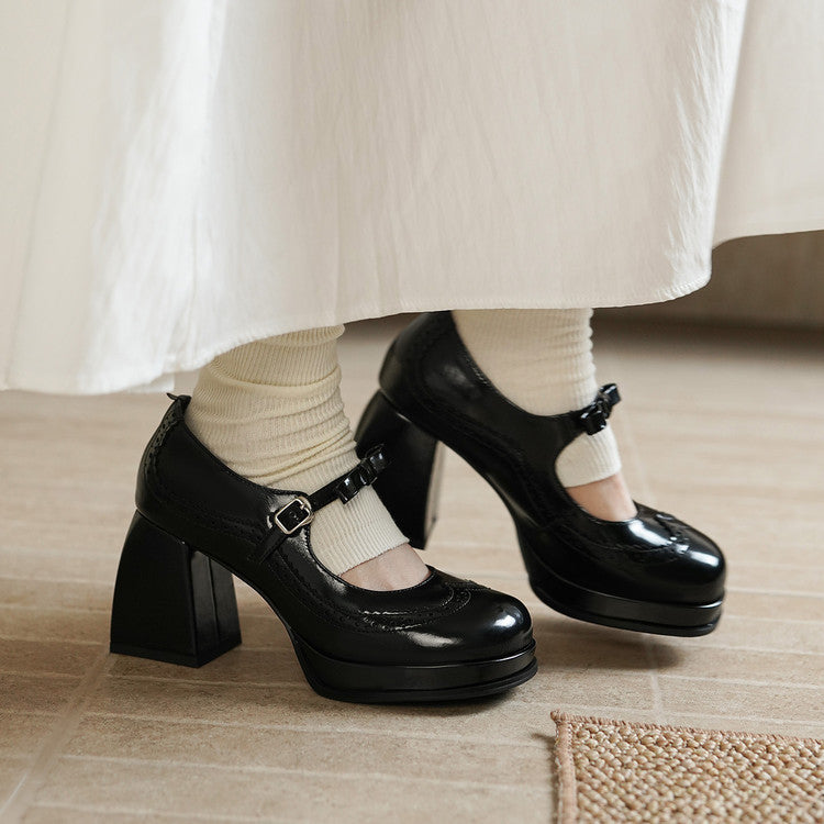 Women's Temperament Wild High Mary Jane Round Toe Heels