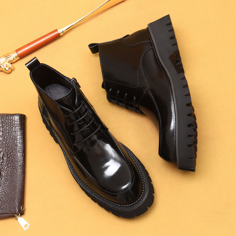 Men's Martin Zipper Patent Glossy British Ankle Boots