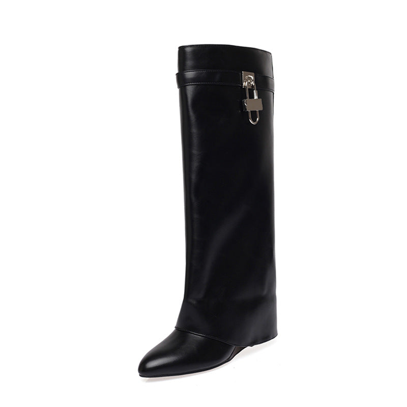 Women's Lock Pants Shark Tall Knight Black Short Boots