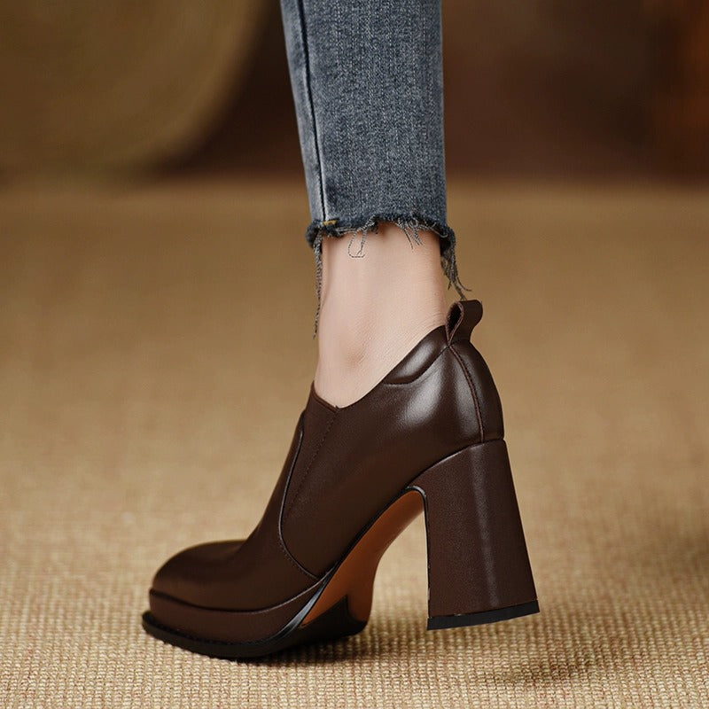 Women's High Deep Mouth Round Toe Pumps Chunky Soft Bottom Comfortable Women's Fashion Shoes