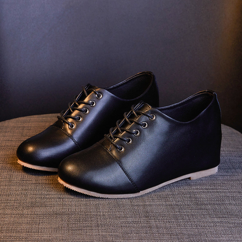 Women's Elevator Small Height Increasing Leisure White Round Toe Women's Casual Shoes
