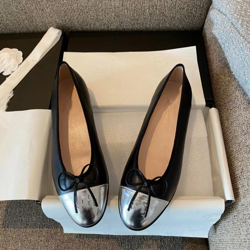 Women's Classic Ballet Bow Round Toe Flats Low-cut Comfortable Loafers