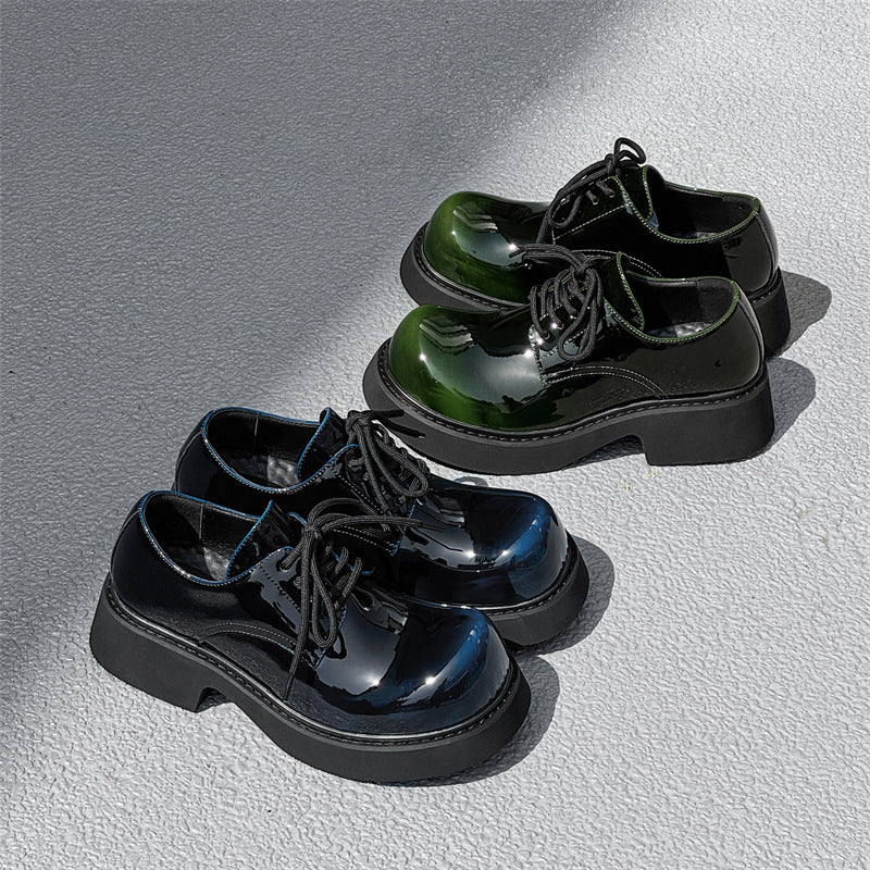 Women's & Men's Mickey Big Head Height Increasing Leisure British Style Couple Color Men's Casual Leather Shoes