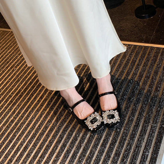 Women's Strap Square Toe Low-cut Mary Jane Widened Women's Shoes