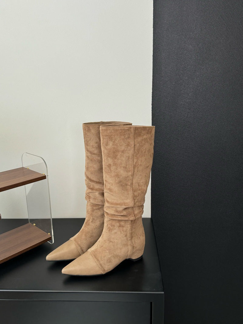 Women's Female Height Increasing Insole Suede Loose Pile Boots