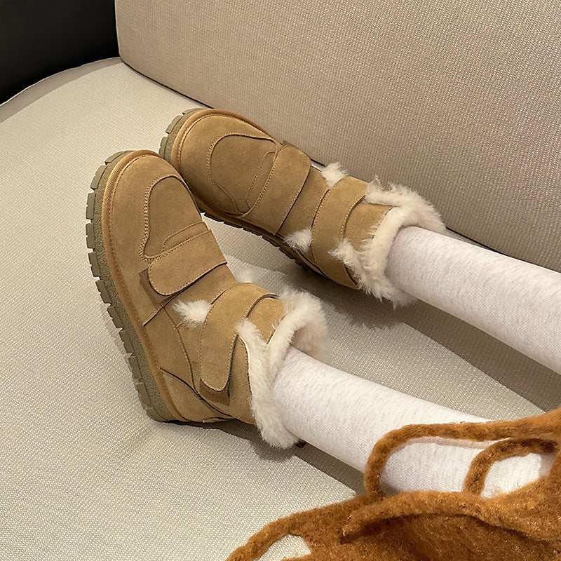 Women's Winter Fleece-lined Thick Short Trendy Bottom Boots
