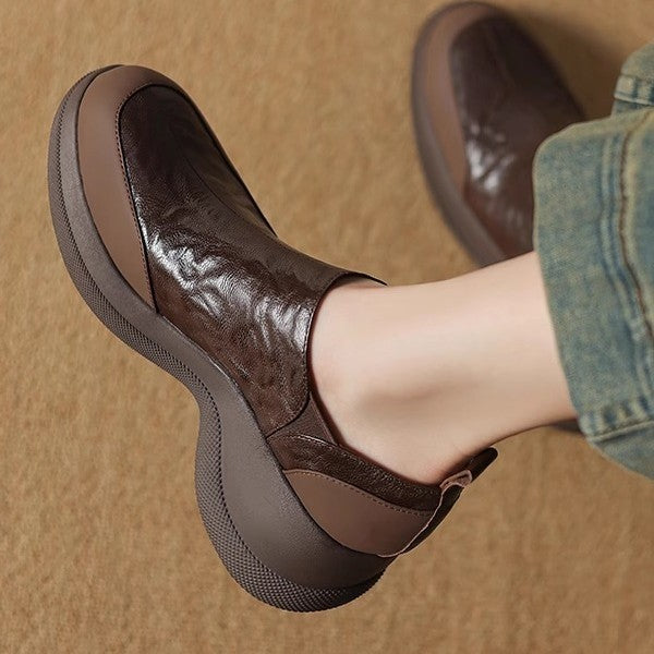 Women's Pumps Platform Muffin Not Tired Feet Leather Shoes